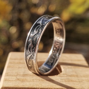 Newfoundland Silvermyntring // Unika handgjorda smycken Personlig anpassad ring Gåva till vän Till honom Hennes Värld Myntsamlare Bästsäljare