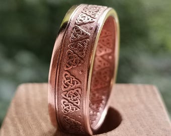 Celtic Knot Copper Coin Ring // Viking ring warrior jewelry Celtic ring Pagan jewelry Norse mythology Best Seller Man Gift Friend For Him