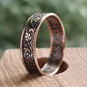India 1/4 Anna Bronze Coin Ring // Unique Handmade Jewelry Personal Custom Ring Gift For Friend For Him Her World Coin Collector Best Seller