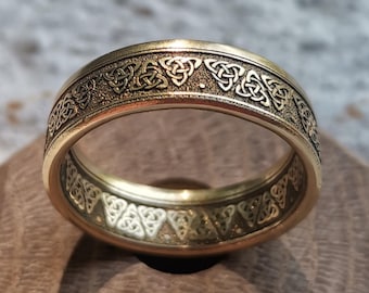 Celtic Knot Coin Ring / Viking ring warrior jewelry Celtic ring Pagan jewelry Norse mythology Best Seller Man Silver Gift For Friend For Him