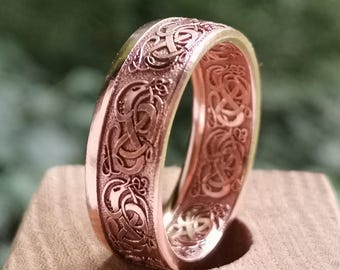 Jormungandr Copper Coin Ring / Viking ring warrior jewelry Celtic ring Pagan jewelry Norse mythology Best Seller Man Gift For Friend For Him