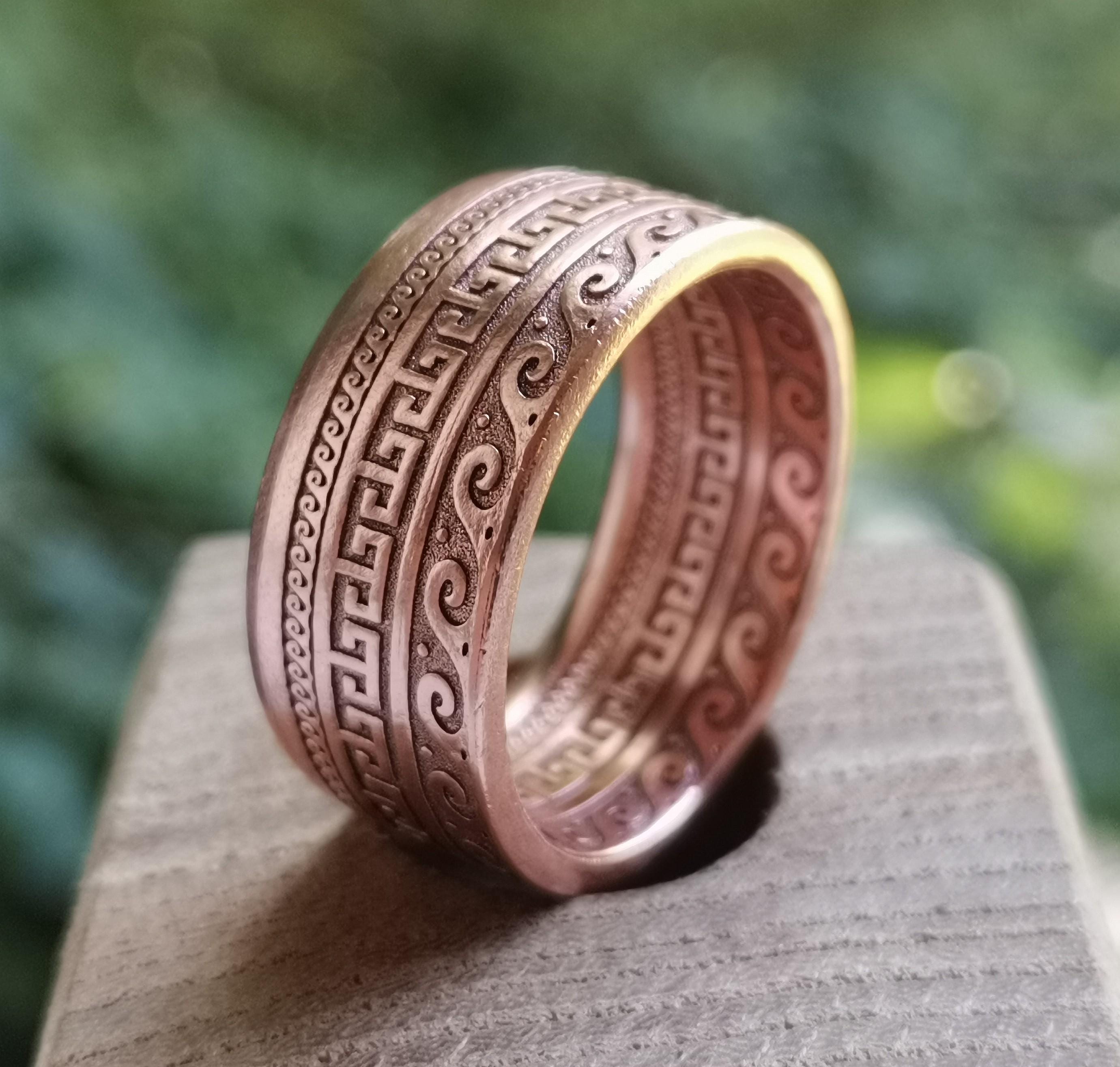 Greek Sun Antique Copper Coin Ring // Greek jewelry Viking warrior jewelry Celtic Pagan mythology Best Seller Man Gift For Friend For Him