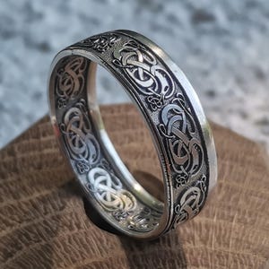 Jormungandr Coin Ring / Viking ring warrior jewelry Celtic ring Pagan jewelry Norse mythology Best Seller Man Silver Gift For Friend For Him