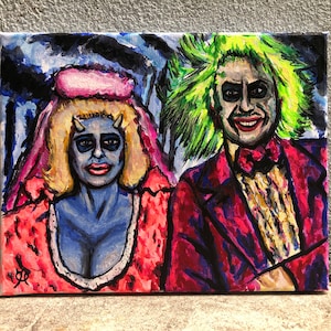 Original Beetle Wedding gouache portrait painting