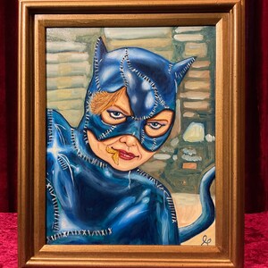 Original Cat Woman framed portrait