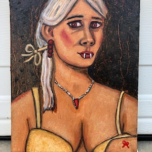 Original altes Blut Vampir Ölgemälde