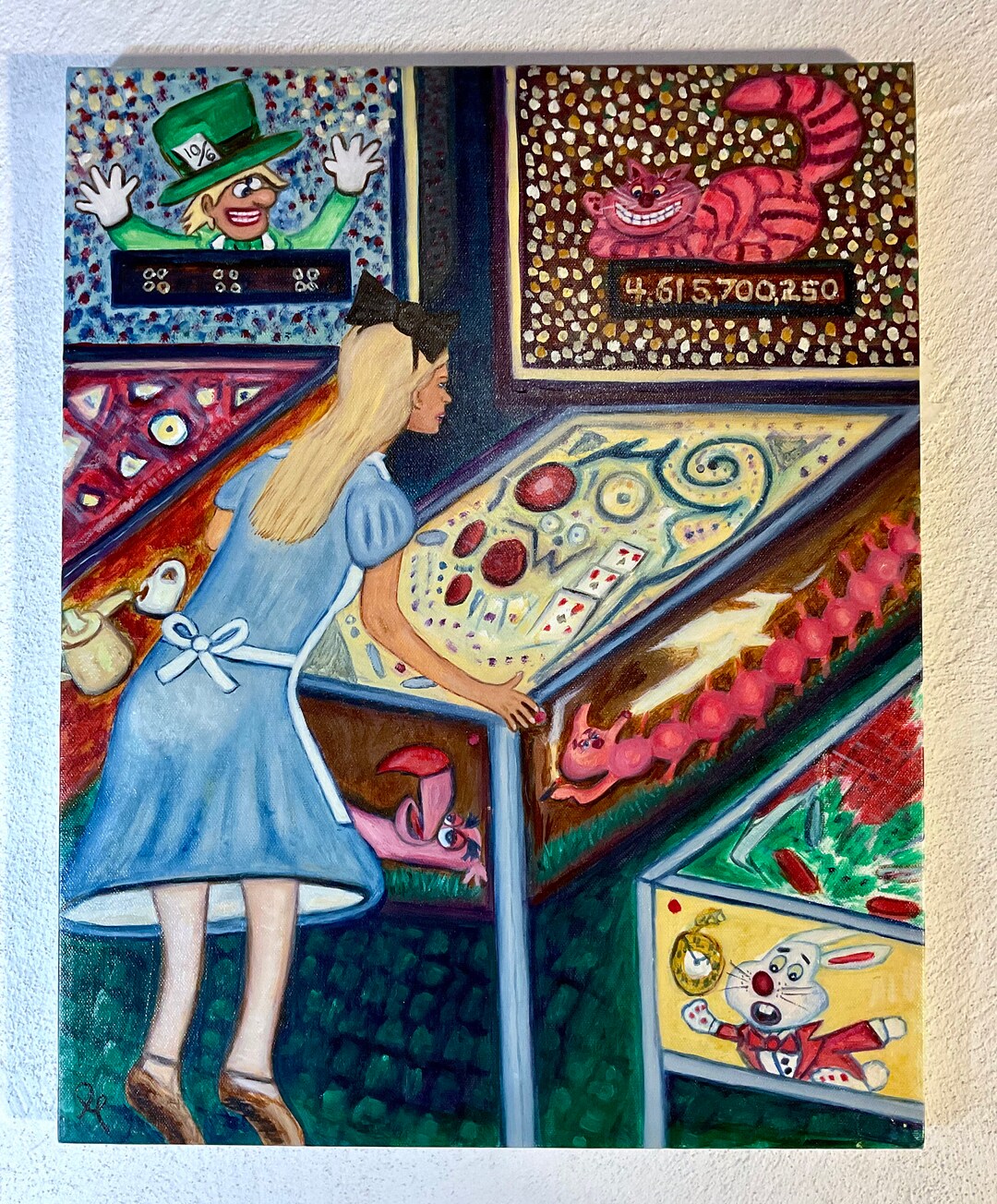 Original Alice in Wonderland Pinball Painting Etsy