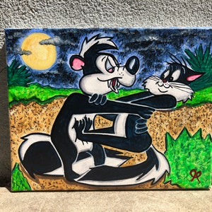 Original Skunk Vampire gouache portrait painting
