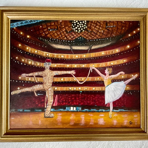 Original Mummy Cyclops ballet framed oil painting