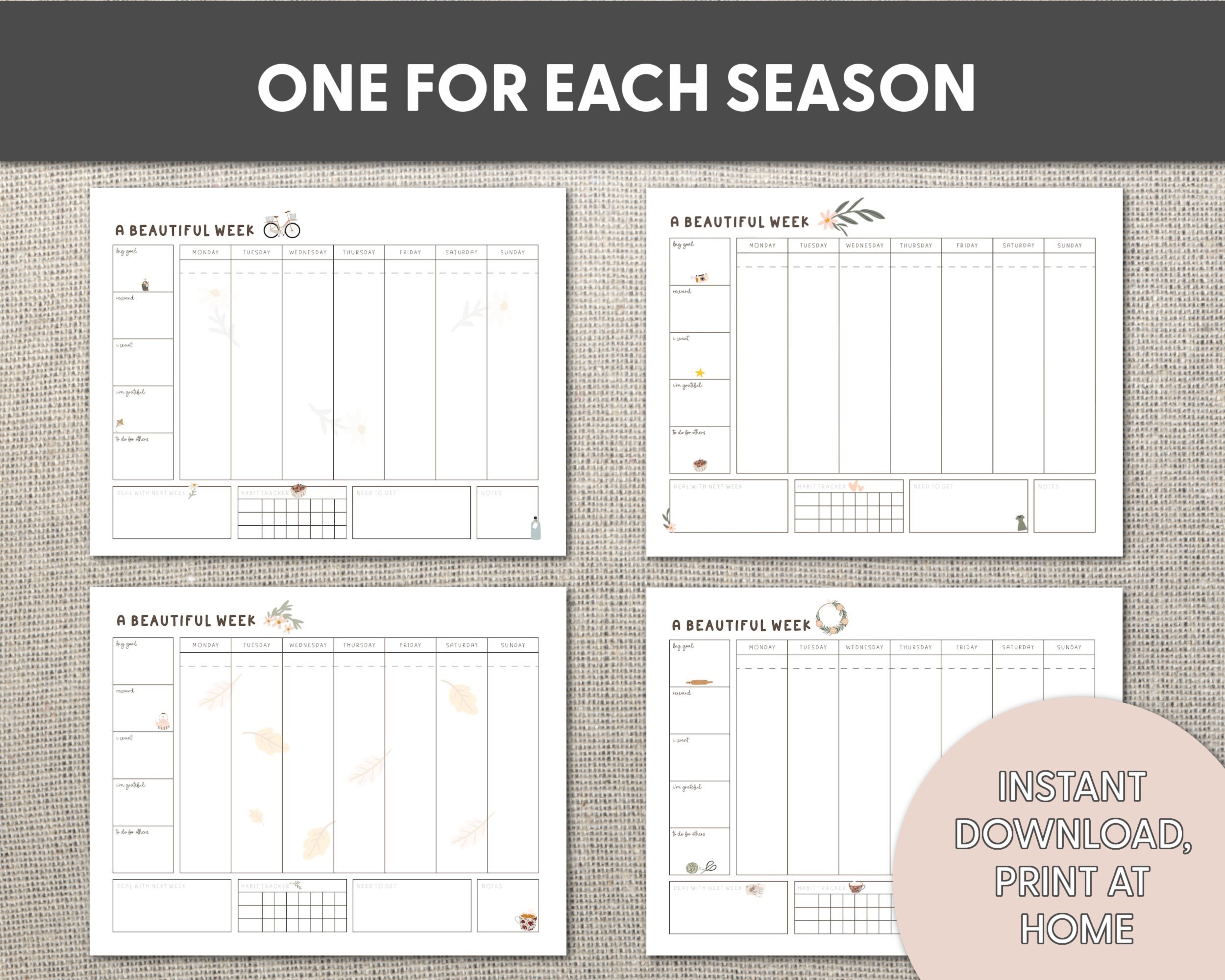 Seasonal Weekly Printable Planner Pages (8.5 X 11) | Seasonal Weekly ...