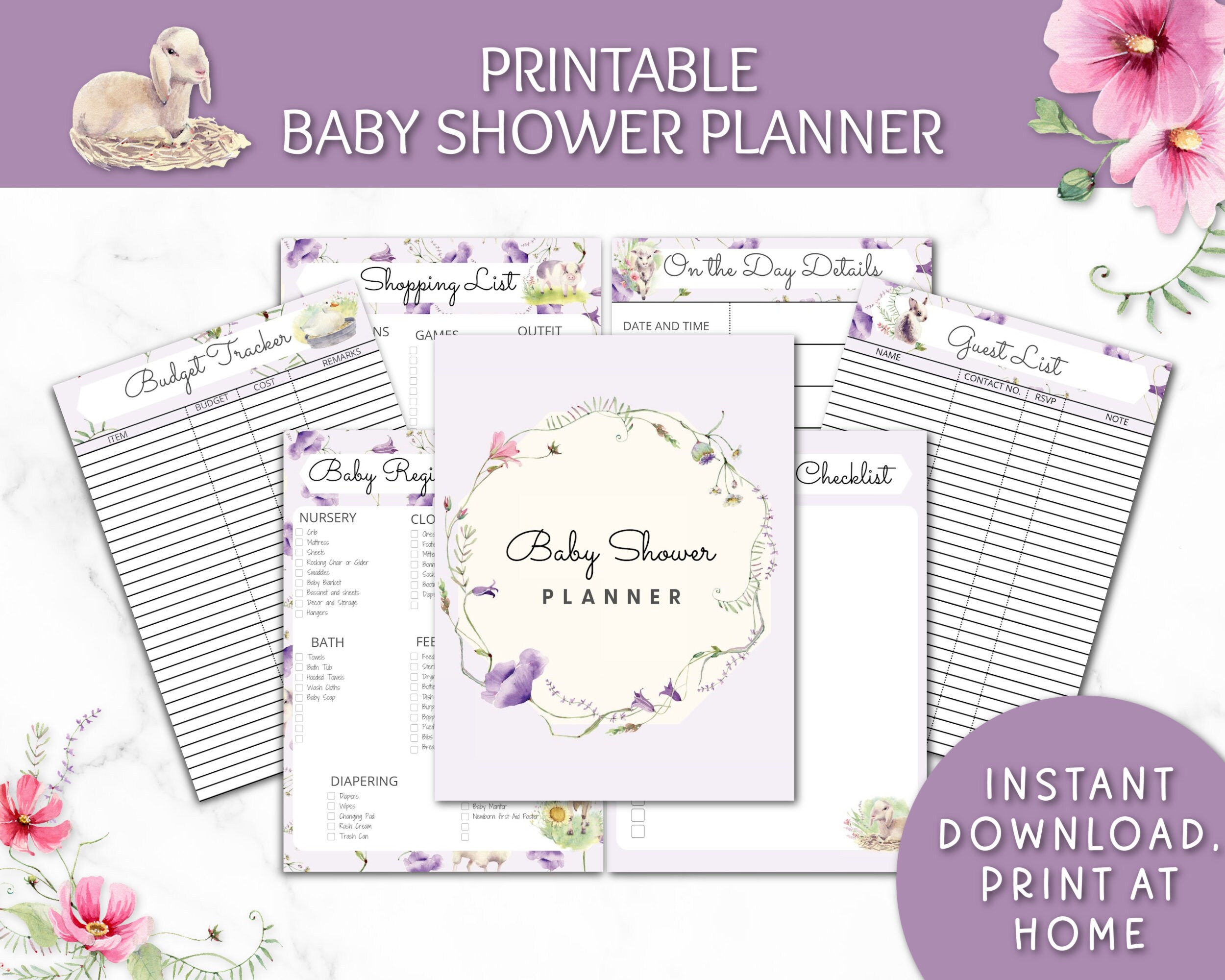 Printable Baby Shower Planner | Baby Shower Planning PDF Checklist - Etsy