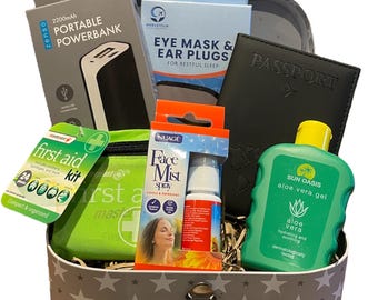 Travel Gift Hamper | Holiday Gift Hamper | Gap Year Student Gift | Globetrotter Gift | Flight Travel Hamper | City Break | Travel Essentials
