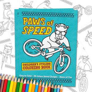 Children&#39;s Cycling Coloring Book: Paws of Speed, 26 Animal Designs (PDF)