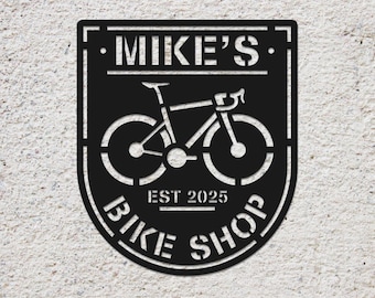 Personalized Metal Bike Sign: Custom Cycling Art, Bikeshop Decor