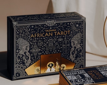 Black Tarot Cards Deck with Guidebook: Explore the Power of Divination with Our African Translation of Traditional Tarot deck