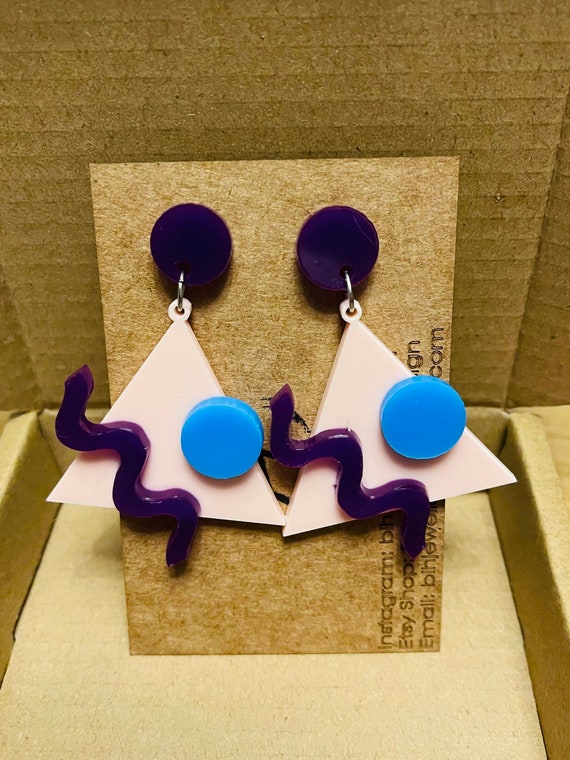 Memphis Style 80s Retro Earrings Etsy Australia