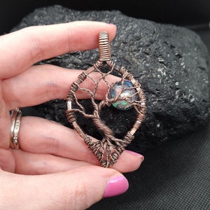 TREE Of LIFE PENDANT, Gemstone Pendant, Tree Of Life With Resin Moon Hippie Style Necklace, Meaningful Pendant, amulet, talisman.