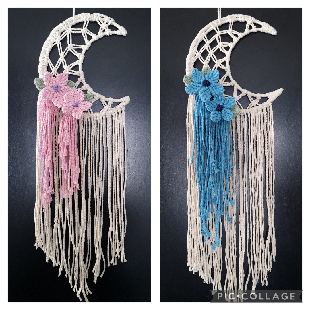 MACRAME MOON, MACRAME Wall Hanging, Bohemian Macramé Dreamcatcher Moon