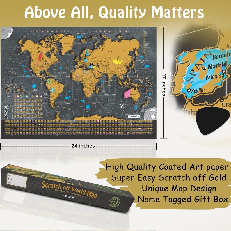 Scratch off World Map 17x24 World Map Poster. Map With Etsy