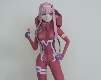Zero Two, Darling in the Franxx, Papercraft Figur, Digital, PDF Vorlage, DIY, 1:6 Figur
