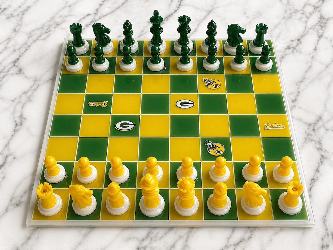 Green Bay Packers Resin Chess & Checkers Set | Custom NFL Game