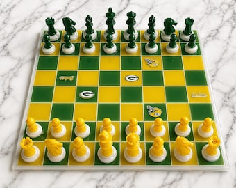 Green Bay Packers Resin Chess & Checkers Set | Custom NFL Game