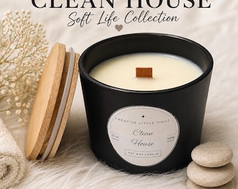 Clean House Candle | Fresh Laundry Scent | Soy Wax Wood Wick Fragrance