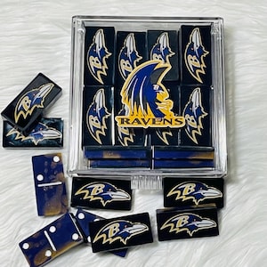 Personalized Double 6 Dominoes, Customizable Gifts, Domino Set, Custom Dominos, Personalized Gift, Football Dominoes, Ravens, Ravens dominos