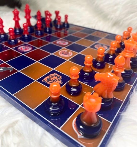 Bears Vs Houston Chessboard, Double Team Chessboard, Custom