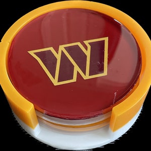 5Pc Resin Commanders Coaster Set with matching holder, perfect gift, can also be personalized