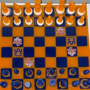 Auburn Chessboard, Chess set, Customizable Gifts, Chessboard, Custom Chessboard,  Personalized Gift, Auburn , Football chessboard, Tigers