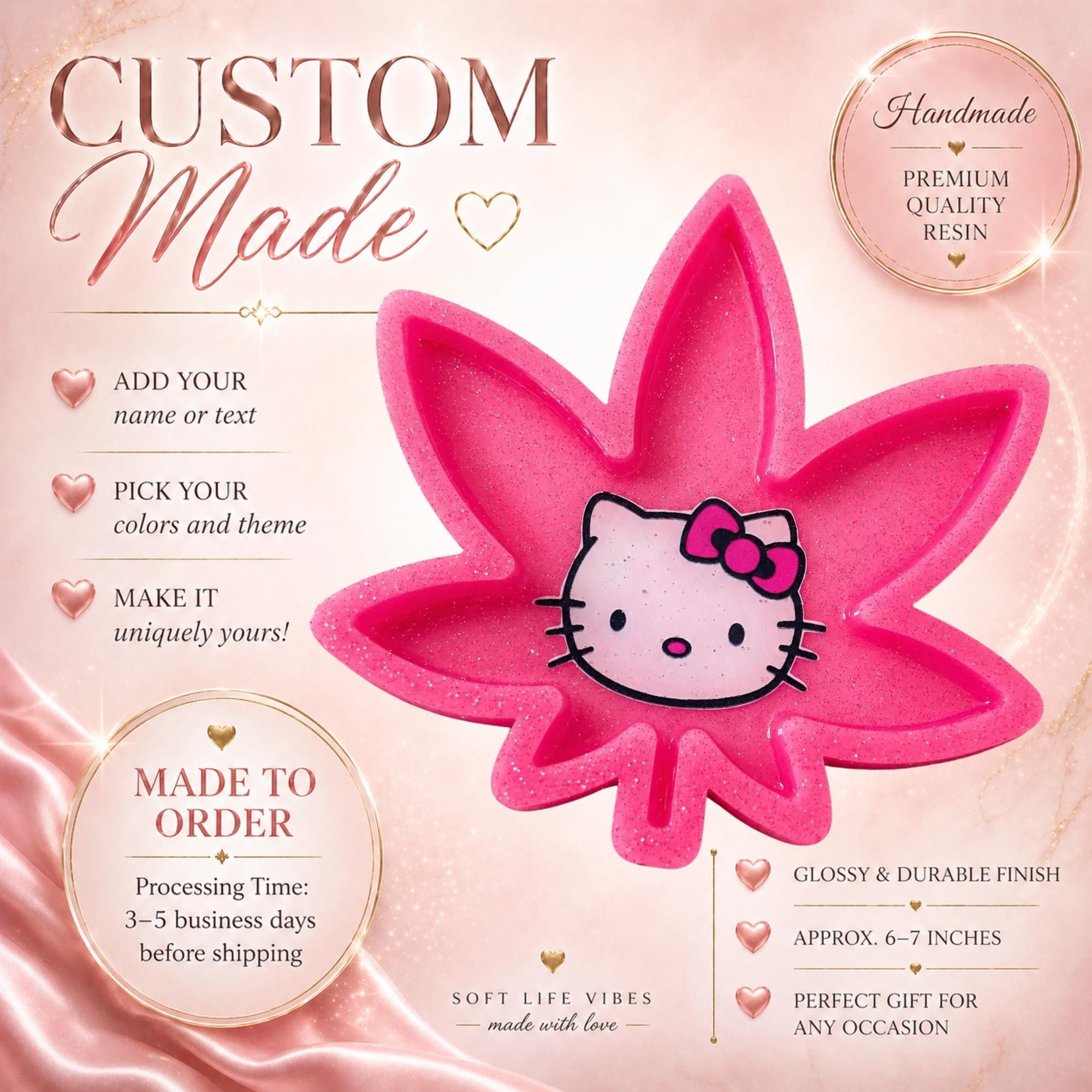 KOKUYO ASH-TRAY 花形灰皿3個セット Custom Pink Leaf Ashtray | Cute Resin Ash Tray | Cartoon Inspired
