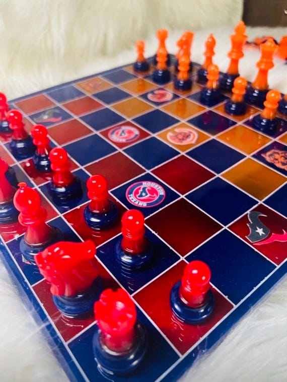 Bears Vs Houston Chessboard, Double Team Chessboard, Custom