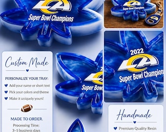 Custom Leaf Resin Ashtray | Personalized Rams Super Bowl Champions Tray