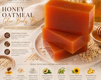 Honey Oatmeal Glow Bar | Brightening Kojic Acid Soap, Hydrating Skin Ritual