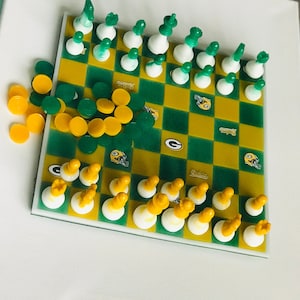 Green Bay Chessboard, Custom team Chess set, Customizable Gifts, Chessboard, Custom Chessboard,  Personalized Gift, Football, Green Bay