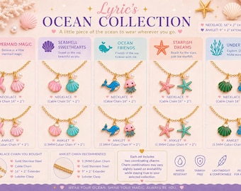 Set di collana e cavigliera Lyric's Ocean Collection™ / Set di gioielli da sirena / Collana oceano per ragazze / Regalo a tema sirena / Gioielli con conchiglie / Set di gioielli