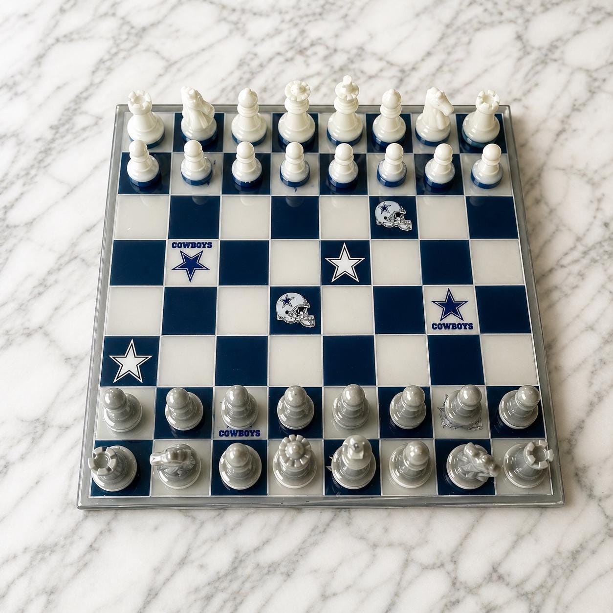 Custom Cowboys Resin Chess & Checkers Set | Handmade Luxury Game