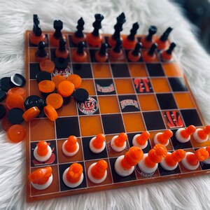 Bengals Chessboard, Chess set, Customizable Gifts, Chessboard, Custom Chessboard,  Personalized Gift, Bengals , Football chessboard,