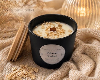 Oatmeal Cookies Soy Candle | Warm Bakery Scent, Wood Wick, Cozy Self Care