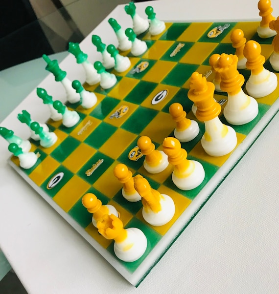 Green Bay Chessboard, Custom Team Chess Set, Customizable Gifts