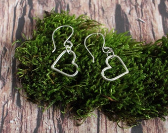 Simple heart danglers in fine silver.