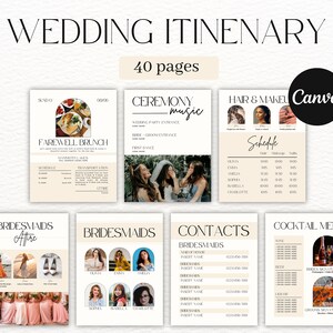Wedding Weekend Itinerary Template, Wedding Timeline and Information, Wedding Program Template, Canva Printable, Wedding Weekend Timeline