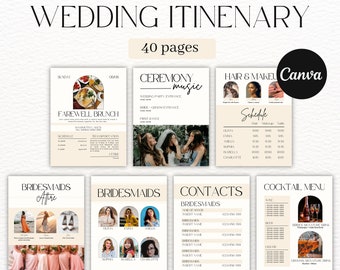 Wedding Weekend Itinerary Template, Wedding Timeline and Information, Wedding Program Template, Canva Printable, Wedding Weekend Timeline