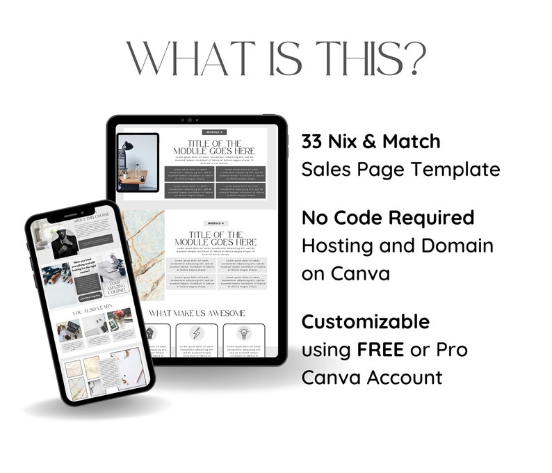 Canva Sales Page Template, Canva Website Template, Minimalist Website template, Landing Page Template, Course Creator Canva, Canva Template image 3