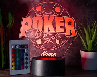 Personalisierbare LED-Lampe "Poker Casino" – das perfekte Highlight für Spielefans!