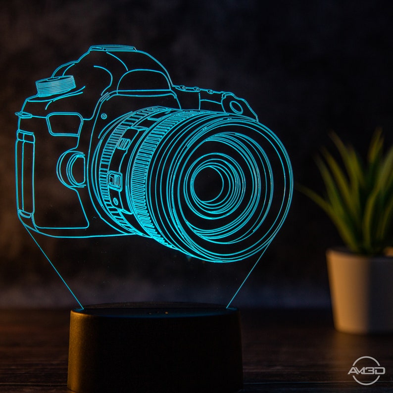 Table Lamp Camera // Photographer // Night Light LED Acrylic // Gift ...