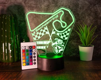 LED-Lampe Sachsenring – Motorsport-Feeling für dein Zuhause / Rennstrecke / Motorrad