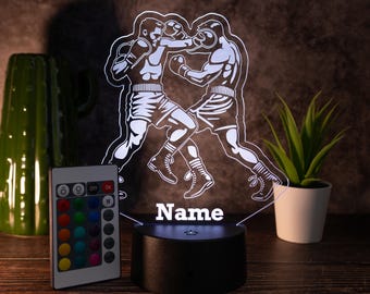 Personalisierbare LED Tischlampe aus Acryl Boxer, Boxen, MMA, Sport, Kämpfer