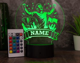 Personalisierte LED Lampe mit Name – Fußball Geschenk für Jungen, Fußball Nachtlicht Kinderzimmer, Fußball Deko, Geschenk für Fußballfans